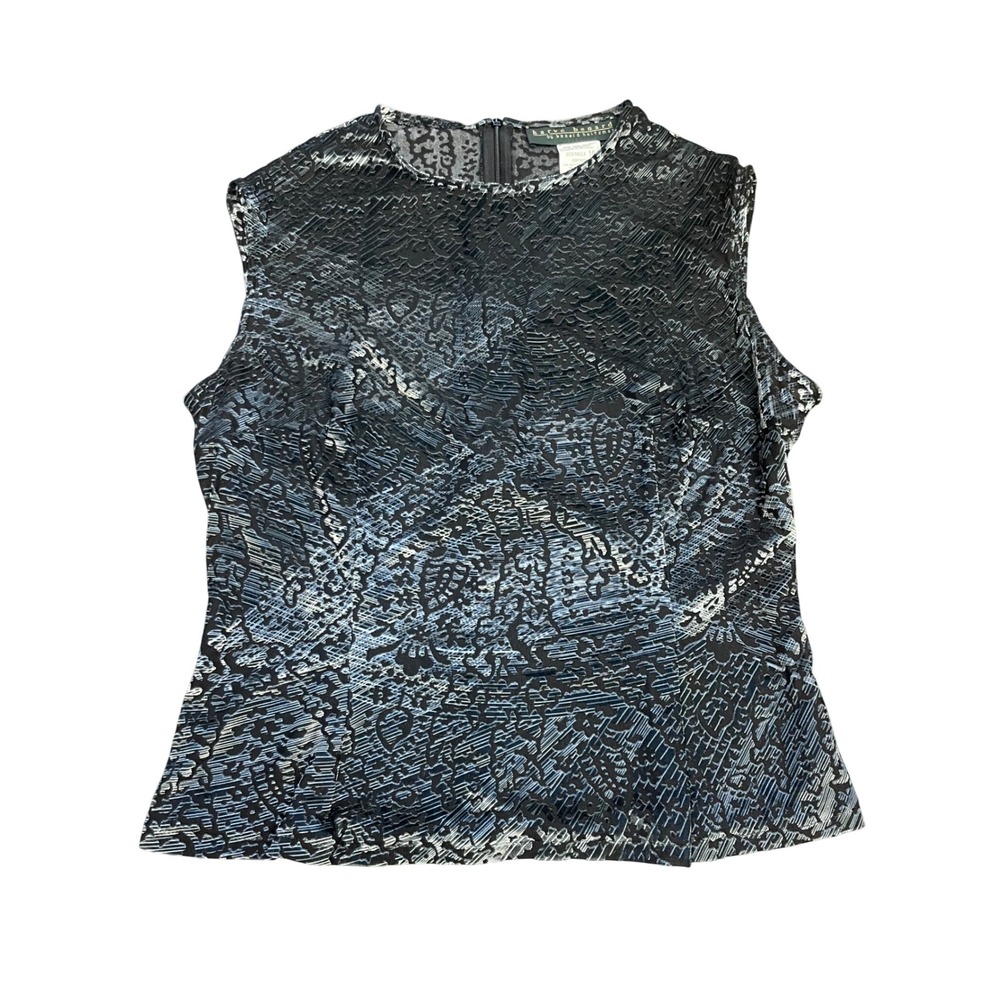 Harve Benard‎ VTG 90s Size 10 Black Gray Stretch Velour Sleeveless Mock Neck Top
